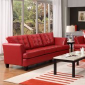 9994RED Della Sofa by Homelegance in Red Bonded Leather