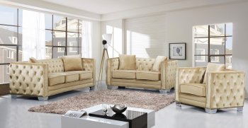 Reese 648BE Sofa in Beige Velvet Fabric w/Optional Items [MRS-648BE Reese]