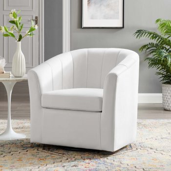 Prospect Swivel Chair Set of 2 in White Velvet by Modway [MWAC-4139 Prospect White]