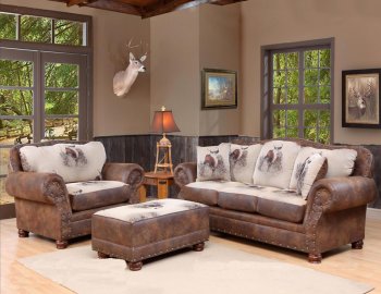 Tobacco Fabric Traditional Sofa & Chair w/Optional Items [CHFS-V2-4069 Big Buck]