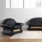 Cleopatra Sofa Set 3Pc in Black Half Leather by VIG