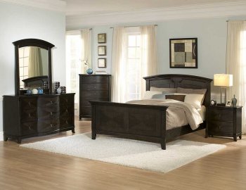 Dark Oak Transitional Arched Bed w/Optional Case Pieces [HEBS-954A]