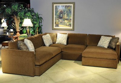 Chrisma Chocolate Fabric Modern 4PC Sectional Sofa