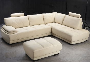 Beige Leather Modern Elegant Sectional Sofa w/Ottoman [THSS-FY679-2]