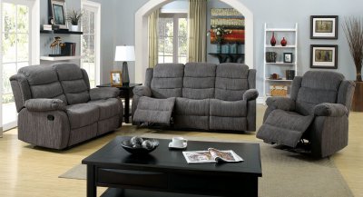 Millville Reclining Sofa CM6173GY in Gray Fabric w/Options