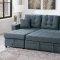 F6593 Convertible Sectional Sofa Bed in Blue Grey by Poundex