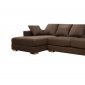 Brown Twill Fabric Modern Sectional Sofa with Chromed Steel Legs