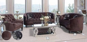 Avonlea Sofa 509151 - Chocolate Brown Velvet - Coaster w/Options [CRS-509151-Avonlea]