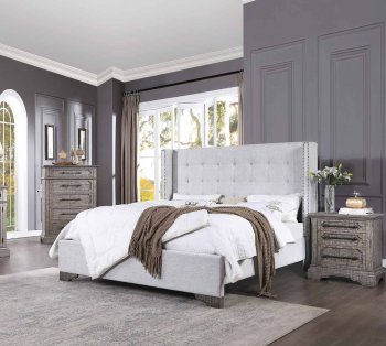 Artesia Bed 27700 in Tan Fabric & Natural by Acme [AMBS-27700 Artesia]