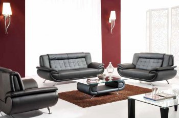 Scarlet Sofa in Black Bonded Leather Match w/Optional Items [ADS-Scarlet Black]