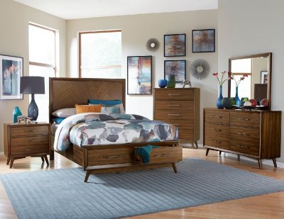 Raku Bedroom Set 1711NC in Walnut by Homelegance w/Options