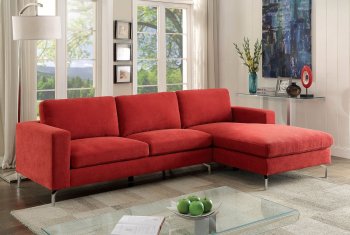 Kallie II Sectional Sofa CM6849 in Red Flannelette Fabric [FASS-CM6849 Kallie II]