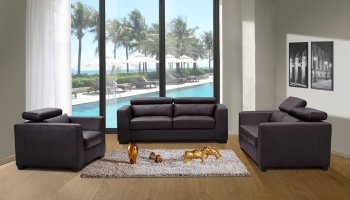 Chocolate Leather Modern Sofa & Loveseat Set w/Optional Chair [JMS-Shanghai-Chocolate]