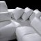 White Tufted Leather Modern Sectional Sofa w/Wooden Legs