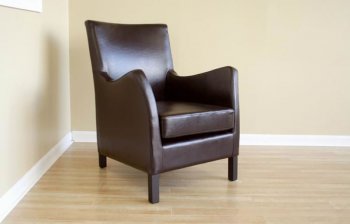 Dark Brown Finish Leather Upholstery Club Chair [WICC-0560Dark Brown]