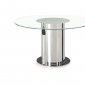 D206 Dining Table by J&M w/Clear Glass Top & Stainless Base