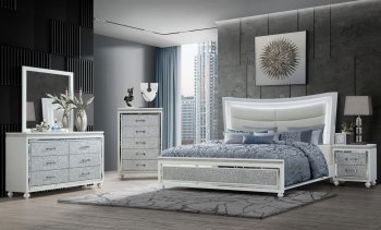 Collete Bedroom Set 5Pc in White by Global w/Options [GFBS-Collete White]