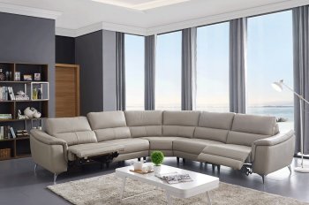 951 Power Motion Sectional Sofa Light Grey Leather by ESF [EFSS-951 Light Grey]