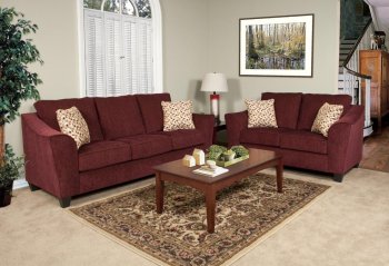 Ruby Fabric Modern Sofa & Loveseat Set w/Options [CHFS-AC-8540-204-AidenRuby]