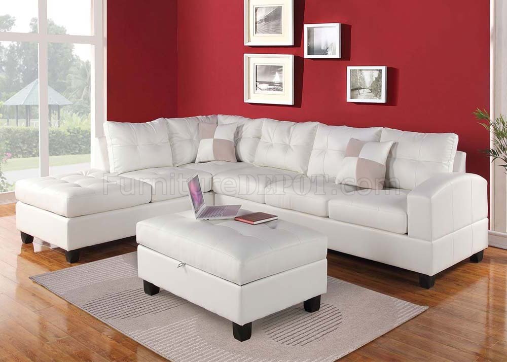 maxima 4 piece white bonded leather sectional sofa