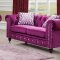 Camila Sofa & Loveseat Set in Magenta Velvet Fabric w/Options