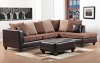 Mocha Fabric & Dark Brown Vinyl Contemporary Sectional Sofa