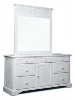 Satin White Finish Contemporary Seven-Drawer Dresser