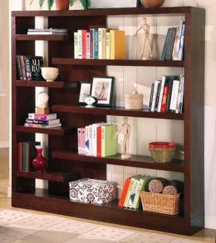 Cappuccino Finish Contemporary Semi-Backless Bookcase Console [CRBC-800288]