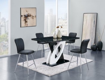 D964BT Dining Table Black & White by Global w/Optional Chairs [GFDS-D964BT-D1066BS-BL]