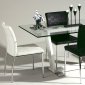 Clear Glass Top & White Base Modern Dining Table