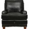 Black Full Italian Leather Classic 4Pc Sofa Set w/Nailhead Trim