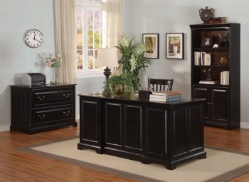 Two-Tone Dark Finish Office Desk w/Storage Drawers & File Spaces [CROD-800861]