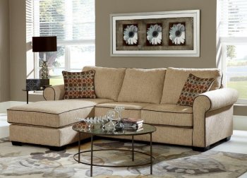 3501 Sectional Sofa in Cream Chenille w/Contrasting Pillows [EGSS-3501]