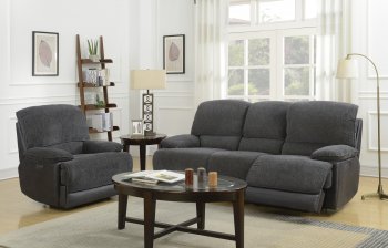 Hayes Power Reclining Sofa & Loveseat in Grey Fabric [MSS-Hayes Grey]