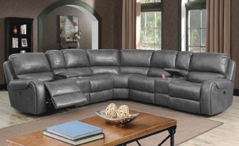 Joanne Power Motion Sectional Sofa CM6951GY in Gray Leatherette [FASS-CM6951GY-PM-Joanne]