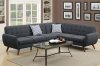 F6962 Sectional Sofa in Ash Black Linen-Like Fabric by Poundex