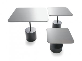 Light Grey Finish Modern Square Coffee Table Set w/Metal Base [INCT-Quarter-Grey]