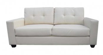 Cream Bonded Leather Modern Sofa & Loveseat Set w/Options [LSS-Chico]