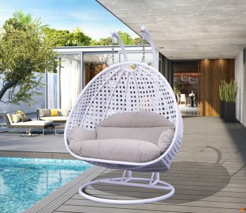 Wicker Hanging Egg Swing Chair ESC57WBG-C by LeisureMod w/Cover [LMOUT-ESC57WBG-C]