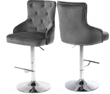 Claude Stool 709 Set of 2 in Grey Velvet Fabric by Meridian [MRBA-709 Claude Grey]