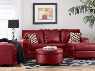 446 Rona Sectional Sofa San Marino Red Polyvinyl by Chelsea