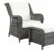 Du Jour Outdoor Patio Chair & Ottoman in Gray/White by Modway