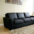 Modern Black Leather Living Room Set