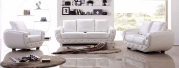 838 Sofa in White Leather by ESF w/Optional Loveseat & Chair [EFS-838]