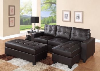 2514 Sectional Sofa Set in Dark Brown Bonded Leather Match PU [EGSS-2514]