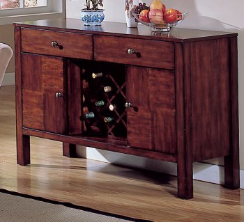 Cherry Finish Contemporary Server w/Wine Rack [HEBU-721-40]