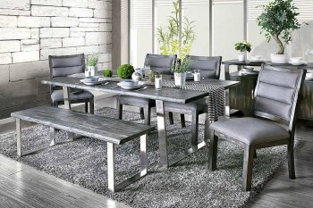 Mandy Industrial Style Dining Table CM3451GY-T in Gray w/Options [FADS-CM3451GY-T-Mandy Gray]