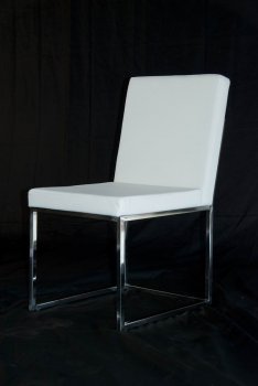 White Leather Match Set of 4 Modern Dining Chairs w/Metal Legs [GRDC-C-6210]