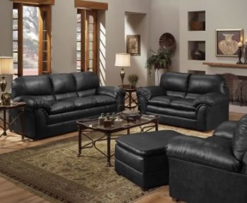 Onyx Bycast Leather Modern Sofa & Loveseat Set w/Options [UDS-6152-Onyx]