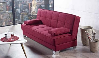 Nexo Sofa Bed Convertible in Burgundy Fabric by Mobista